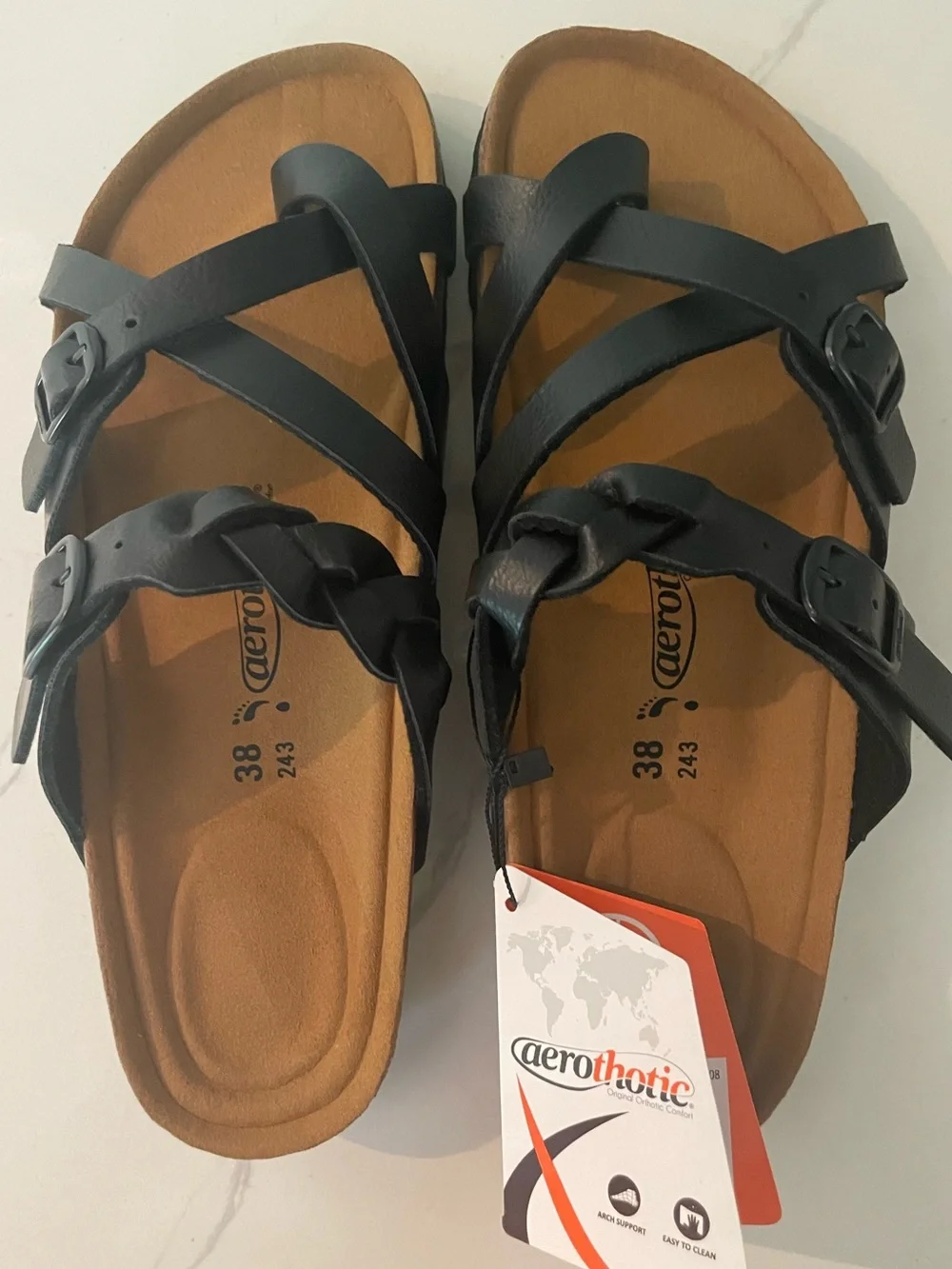 AeroThotic Women's Black Comfort Sandals